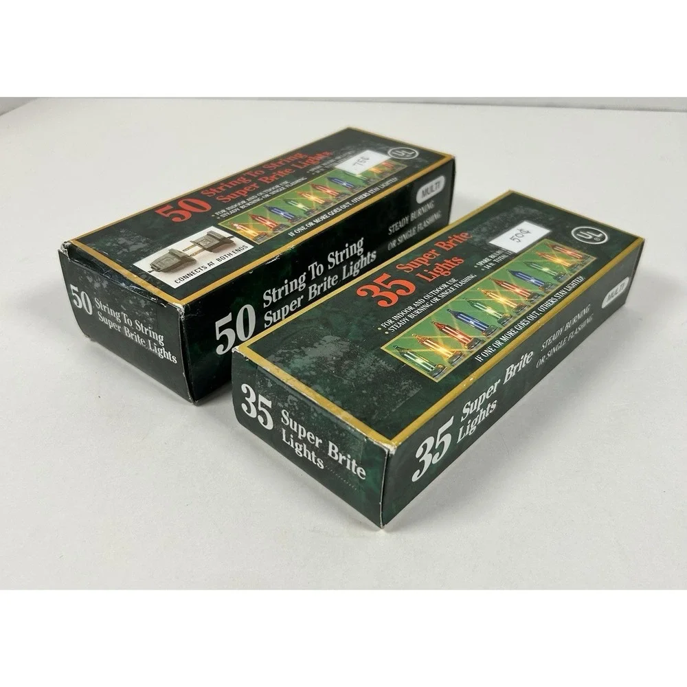 VTG String to String Super Brite Christmas Multi Colored 2 pack 85 lights 32' ft